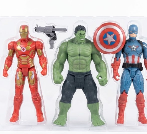 Ultimate 3-in-1 Superhero Action Figure Set (Iron Man, Hulk, Captain)